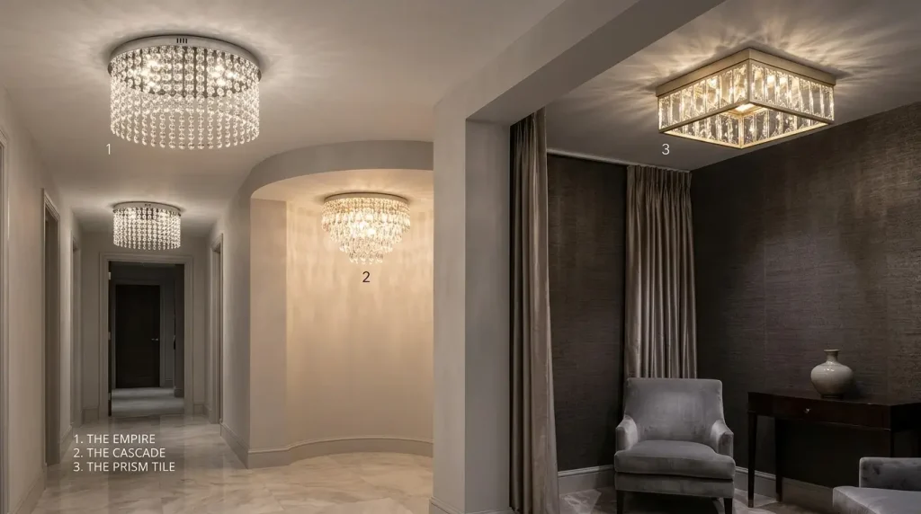 15. Elegant Crystal Flush Mounts for Subtle Luxury