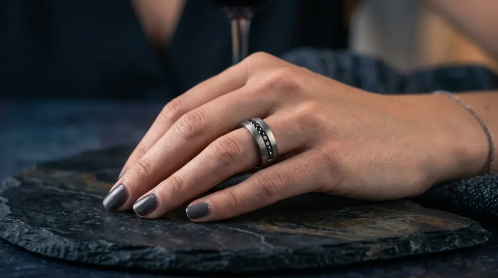 16. Titanium and Black Diamond Band