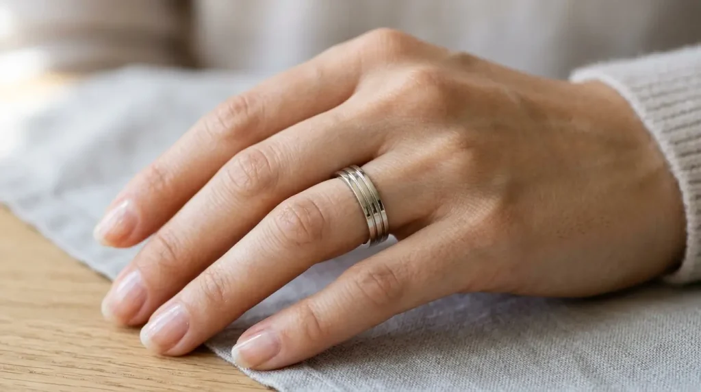 22. Grooved Wedding Band in White Gold