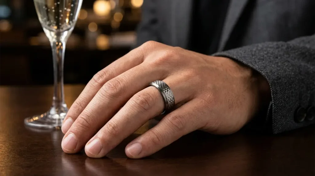 23. Diamond Cut Titanium Ring