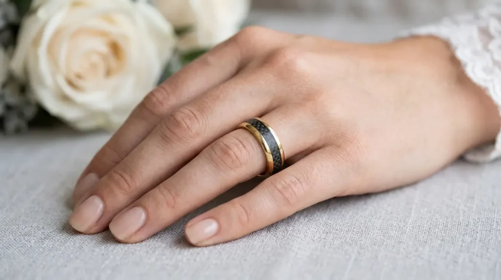 26. Gold and Carbon Fiber Inlay Band
