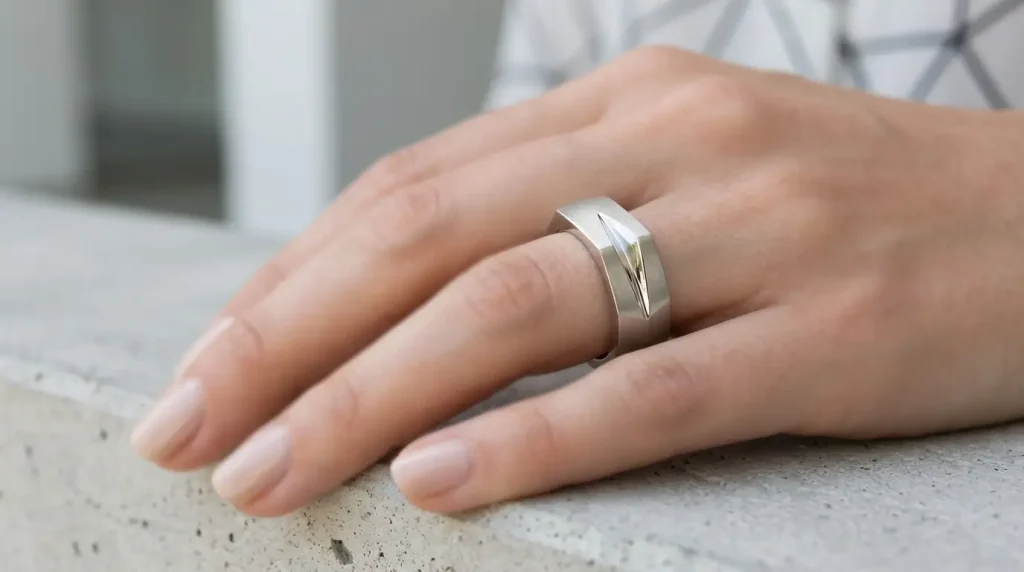 27. Modern Cross-Section Wedding Band