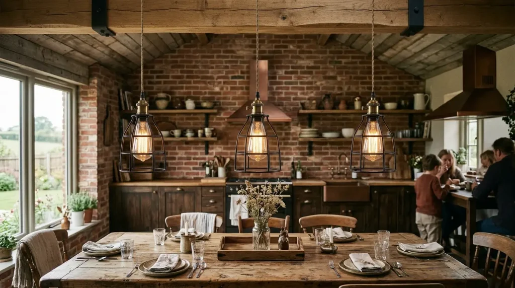 3. Industrial Pendant Lighting for a Rustic Vibe