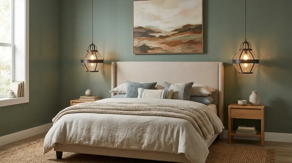 6. Statement Pendant Lights Above the Bed