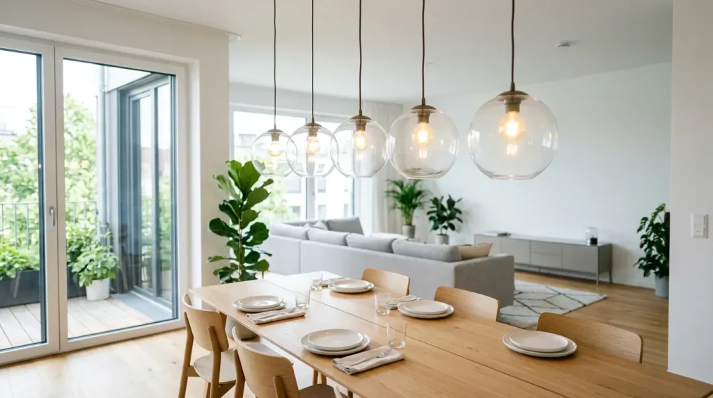 7. Modern Globe Lights for a Clean and Bright Effect