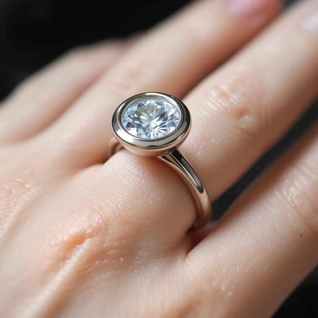 Bezel Set Curved Wedding Band