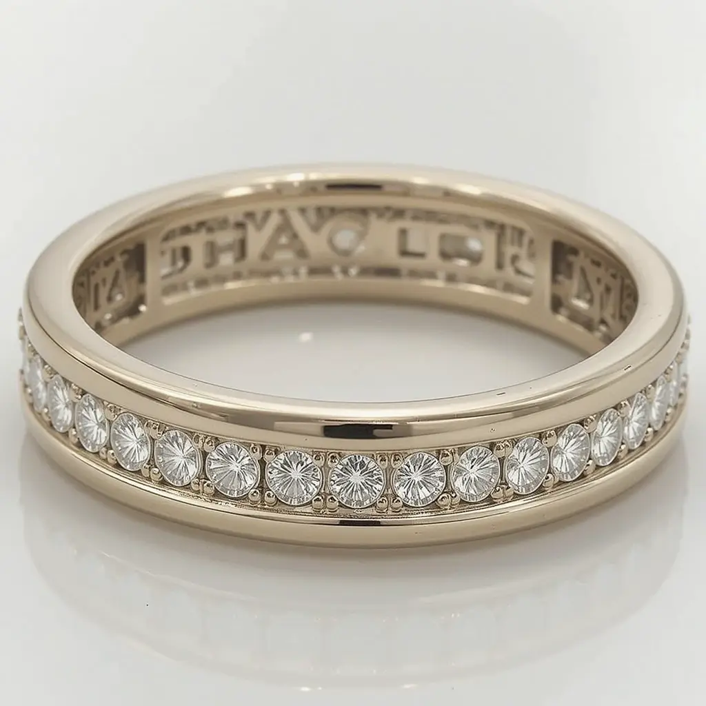 Bezel Set Wedding Band with Channel Diamonds