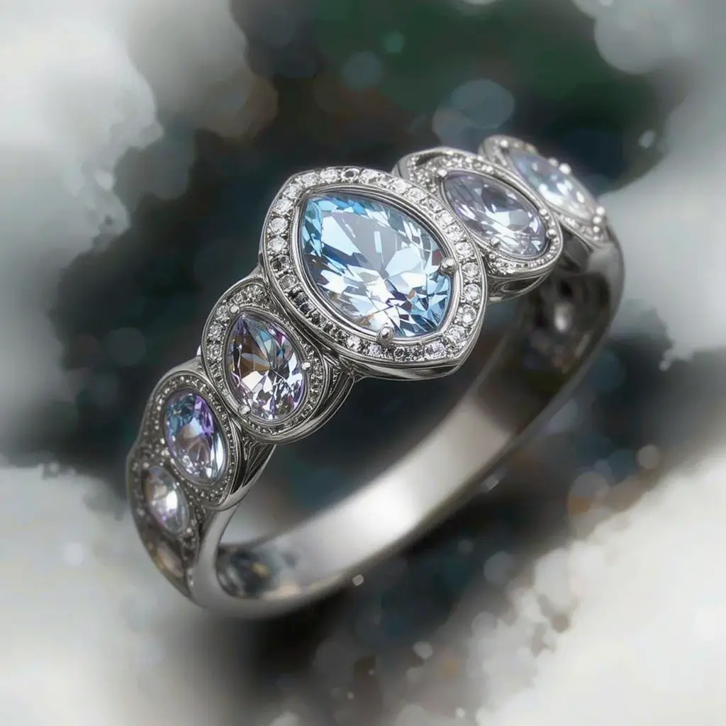 Bezel Set Wedding Band with Heart-Shaped Stones