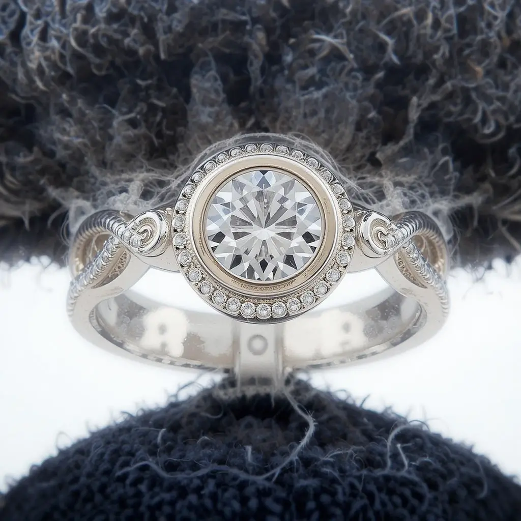 Bezel Set Wedding Band with Milgrain Detailing