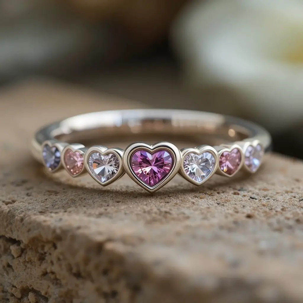 Bezel Set Wedding Band with Pear-Shaped Gemstones