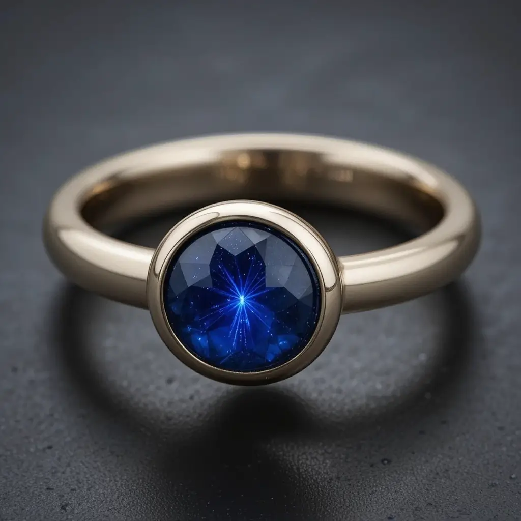 Bezel Set Wedding Band with Star Sapphire
