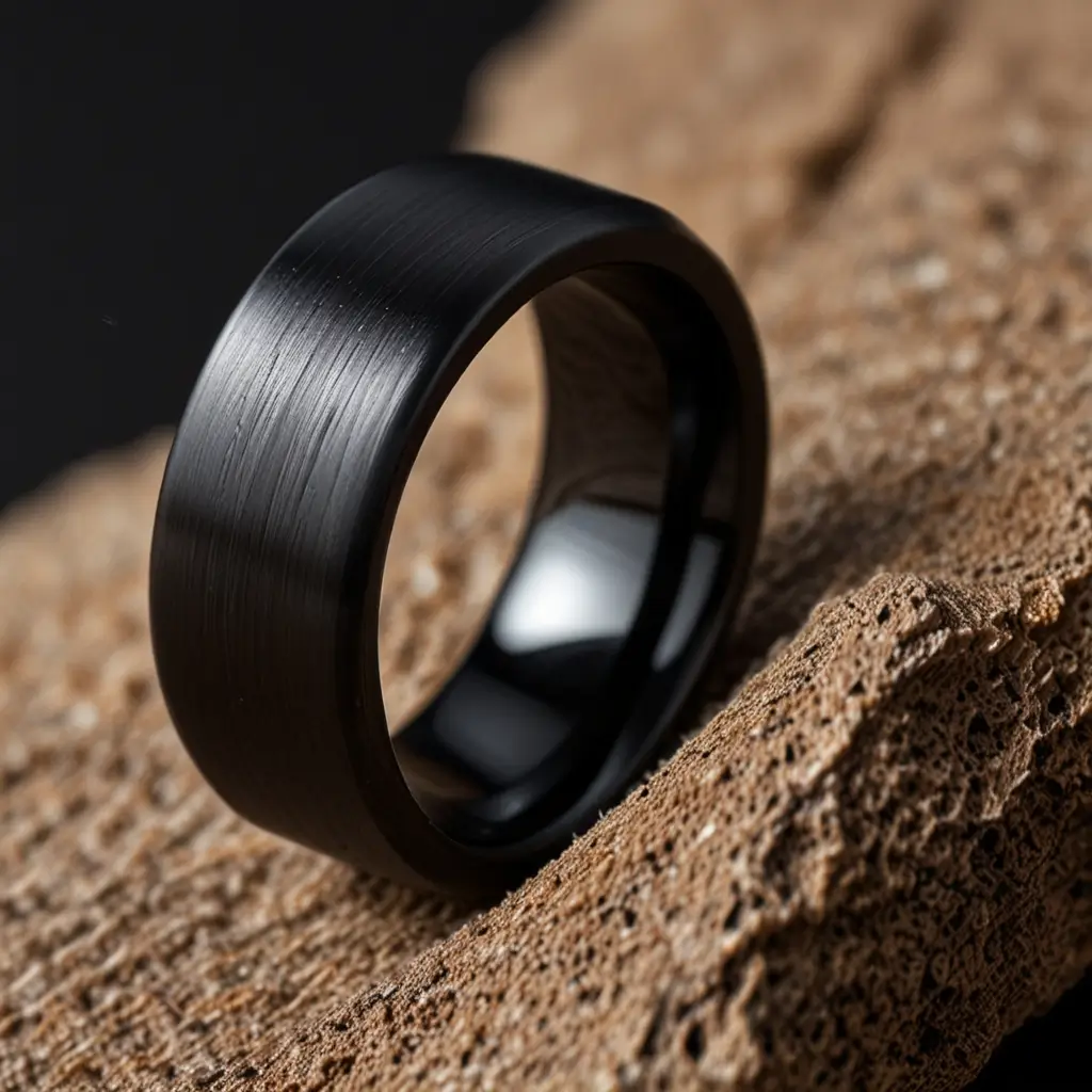 Brushed Black Ceramic Ring
