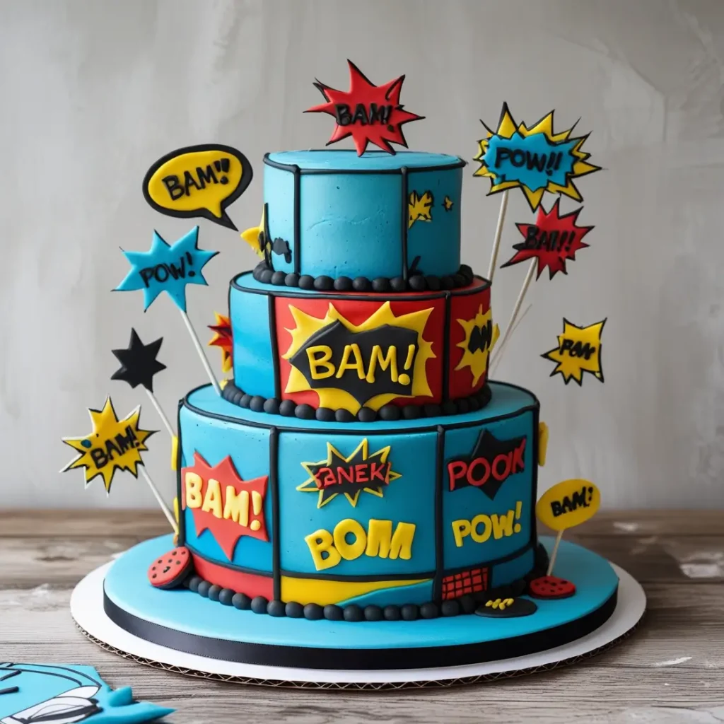 Comic Book Panel Cake