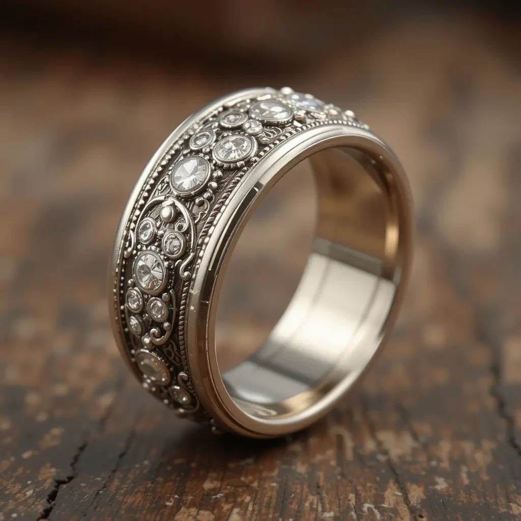. Emerald Bezel Set Wedding Band