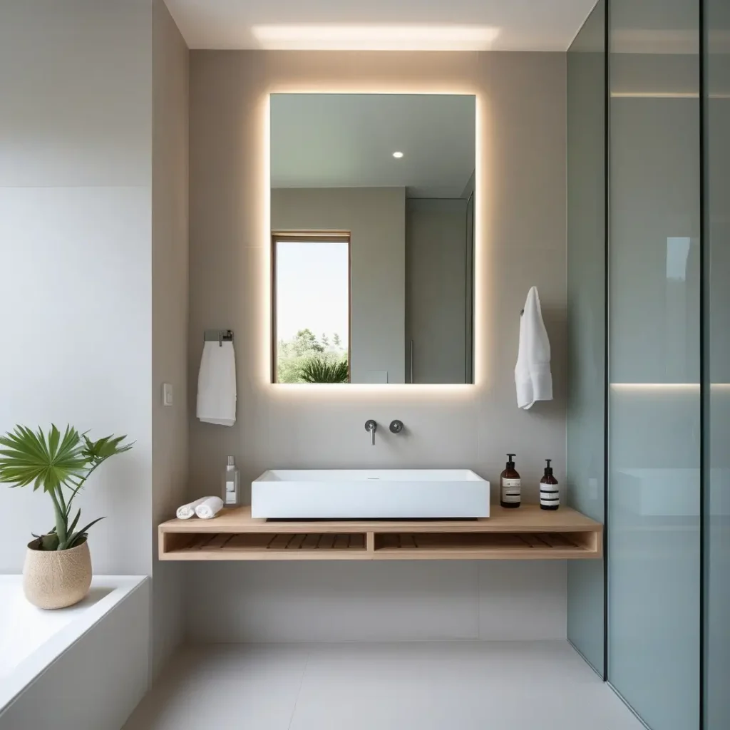 Frameless Mirror on Bathroom Door