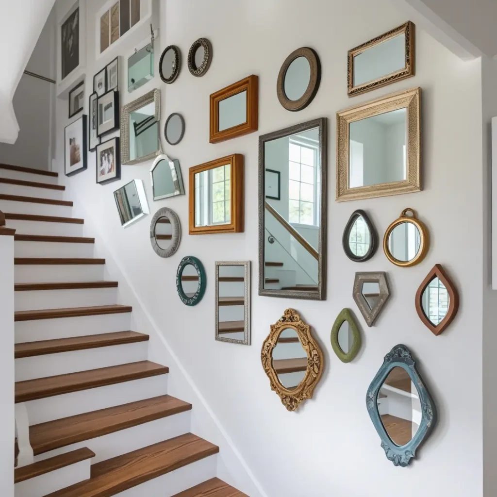Gallery Wall of Small Mirrors for Visual Interest