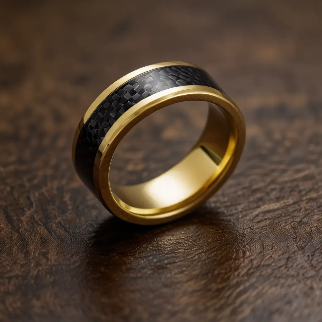 Gold and Carbon Fiber Inlay Band
