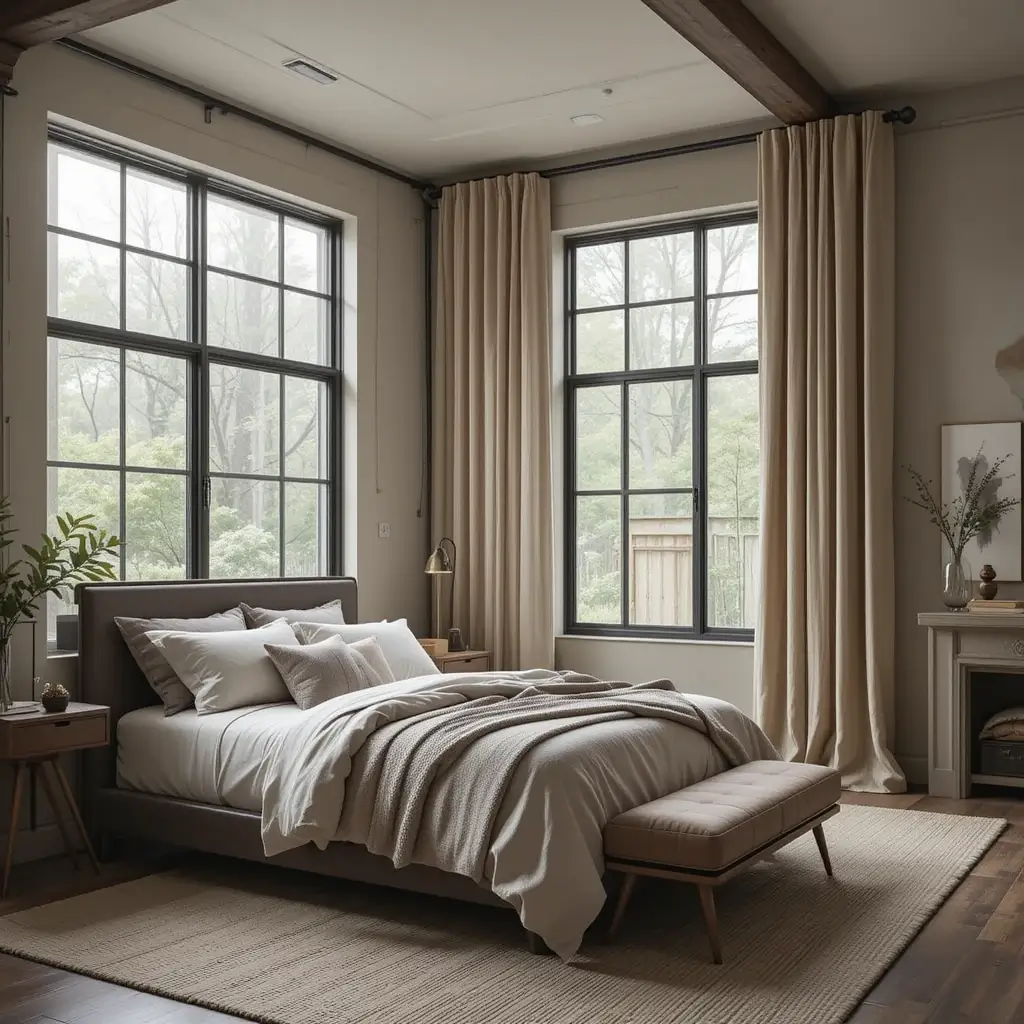 Large Industrial-Style Window Treatments