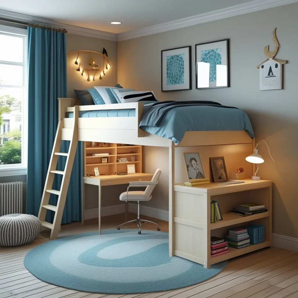 Lofted Bed for More Floor Space