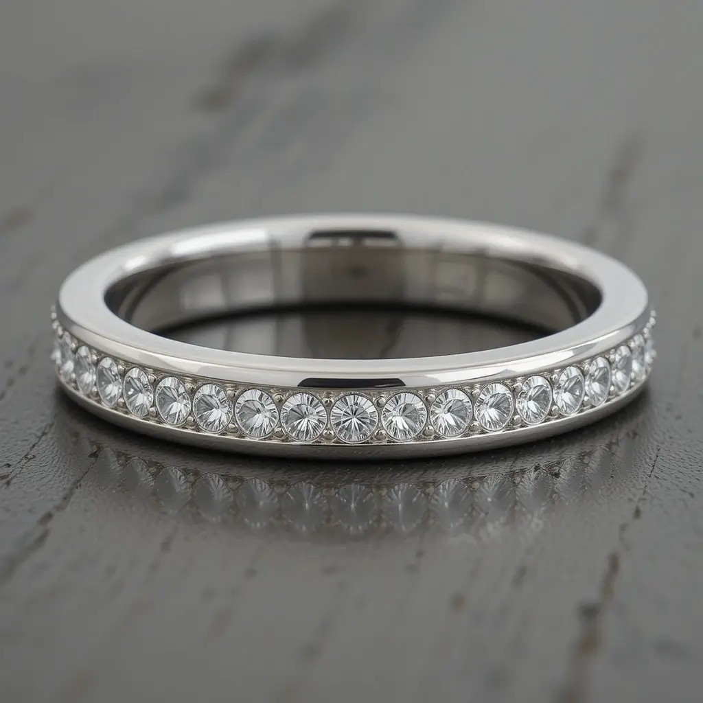 Matte Finish Bezel Set Wedding Band