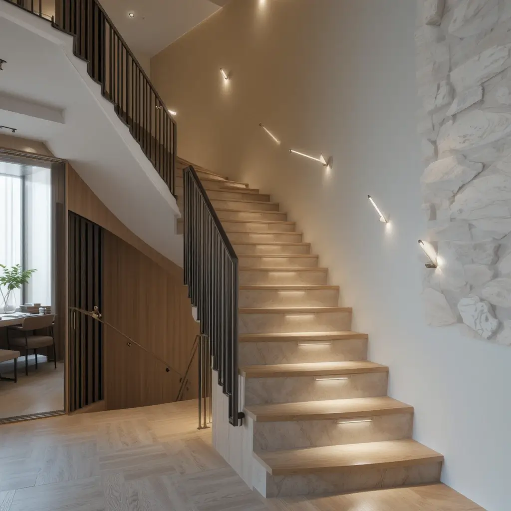 Minimalist Staircase Wall Lighting for Subtle Glamour