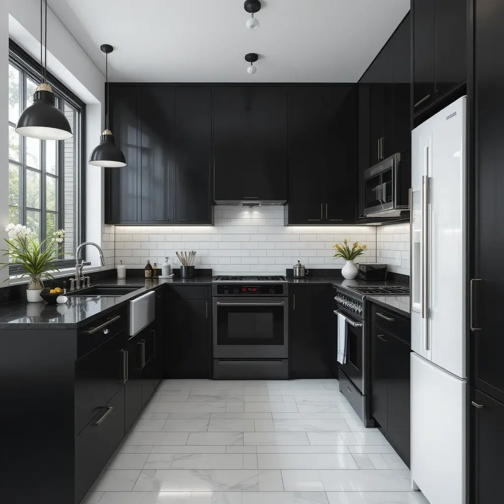 Monochromatic Black Kitchen for Bold Style