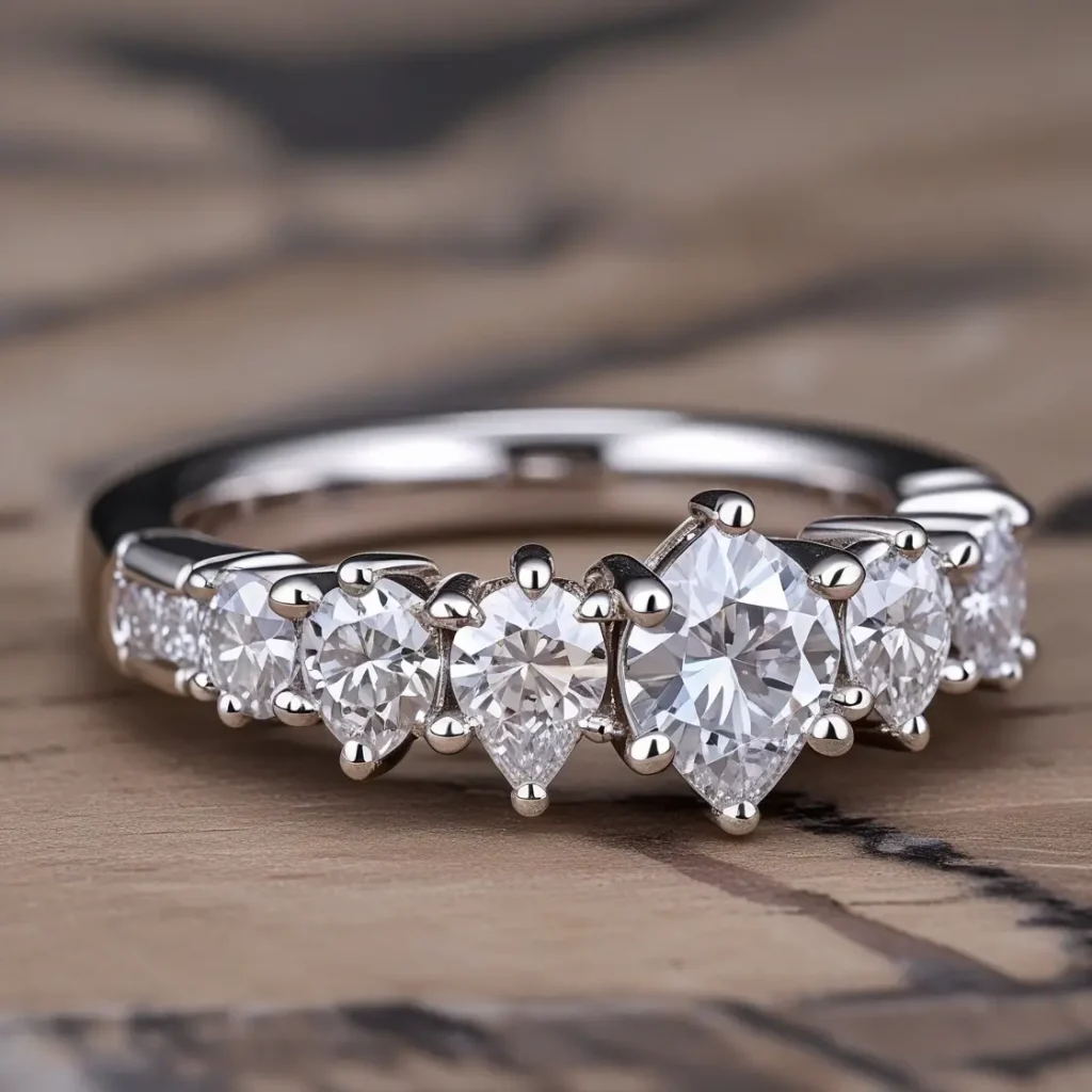 Princess Cut Side Stones Band