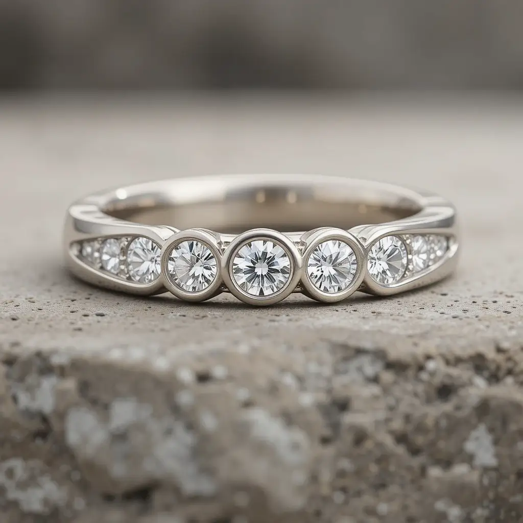 Rose Gold Bezel Set Wedding Band