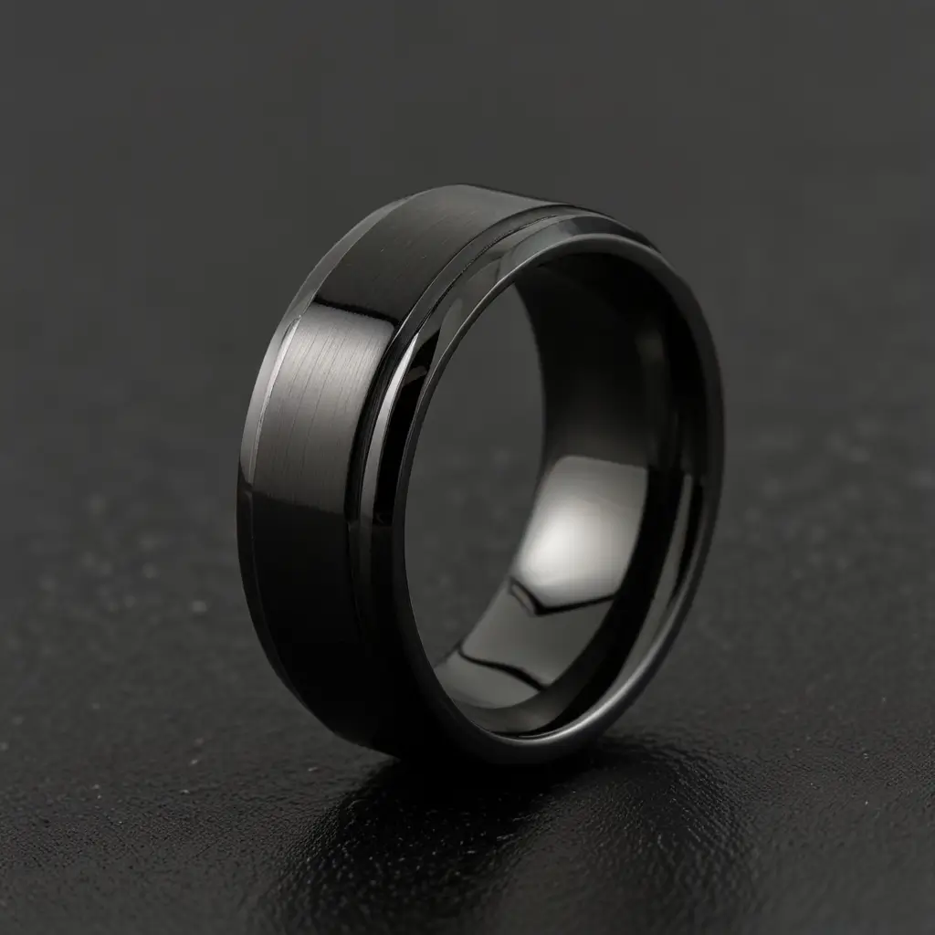 Sleek Black Titanium Ring