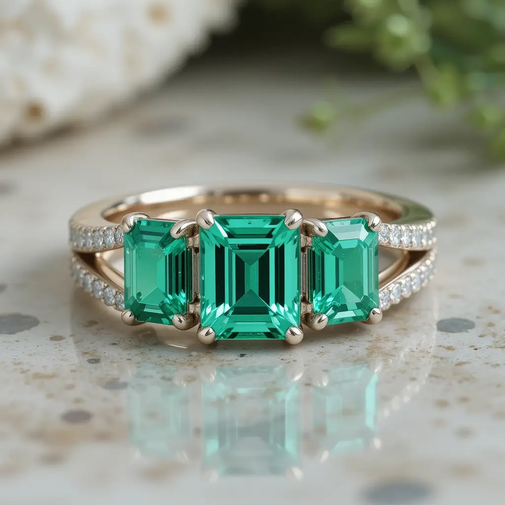 Split Shank Emerald Band