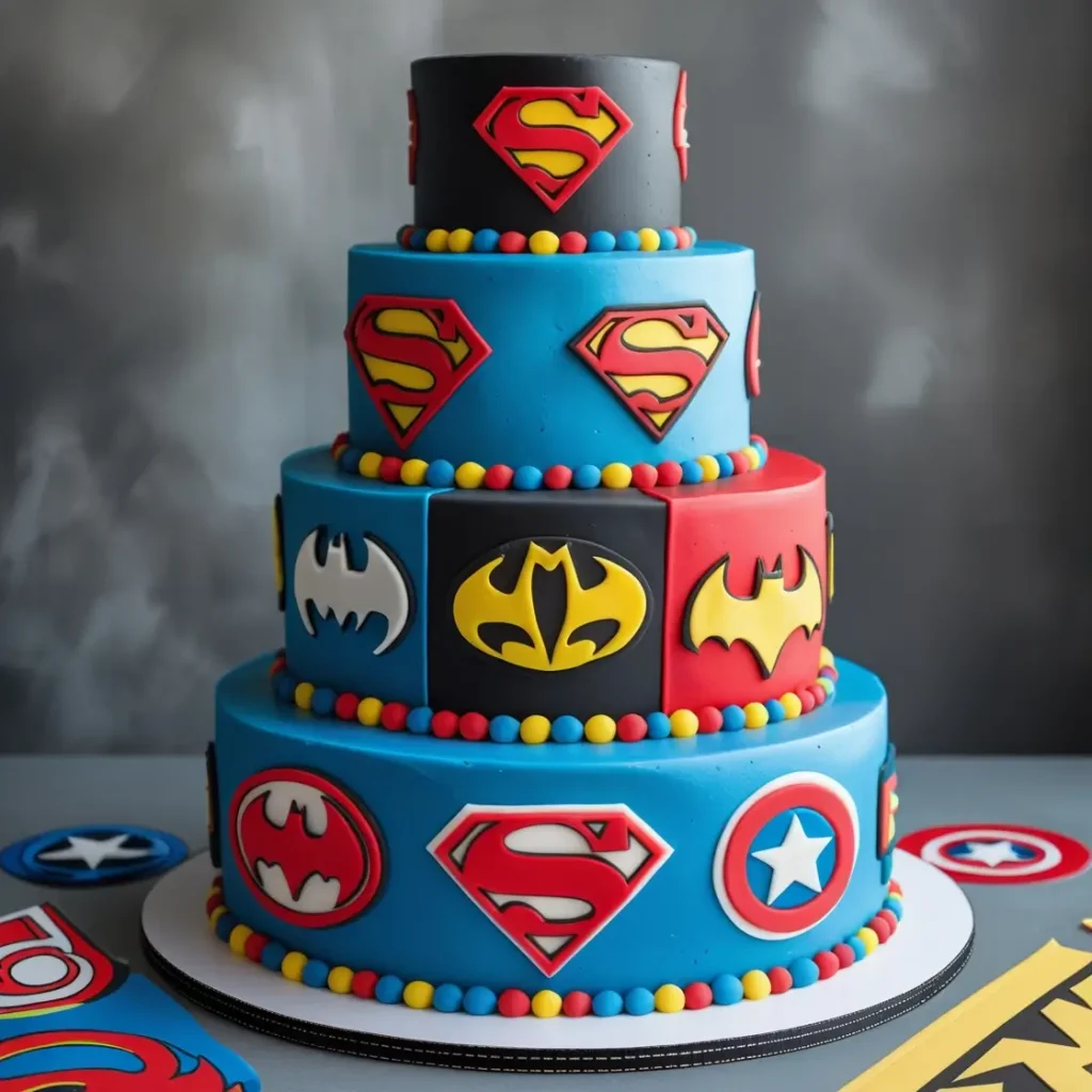 Superhero Logo Tiered Cake