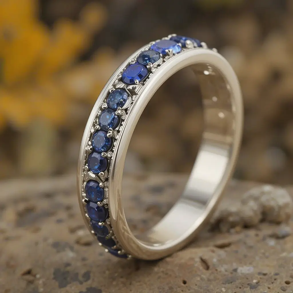 Two-Tone Bezel Set Wedding Band