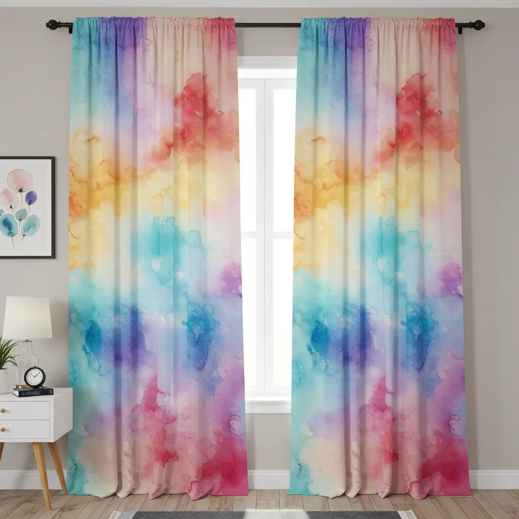 Abstract Watercolor Curtains