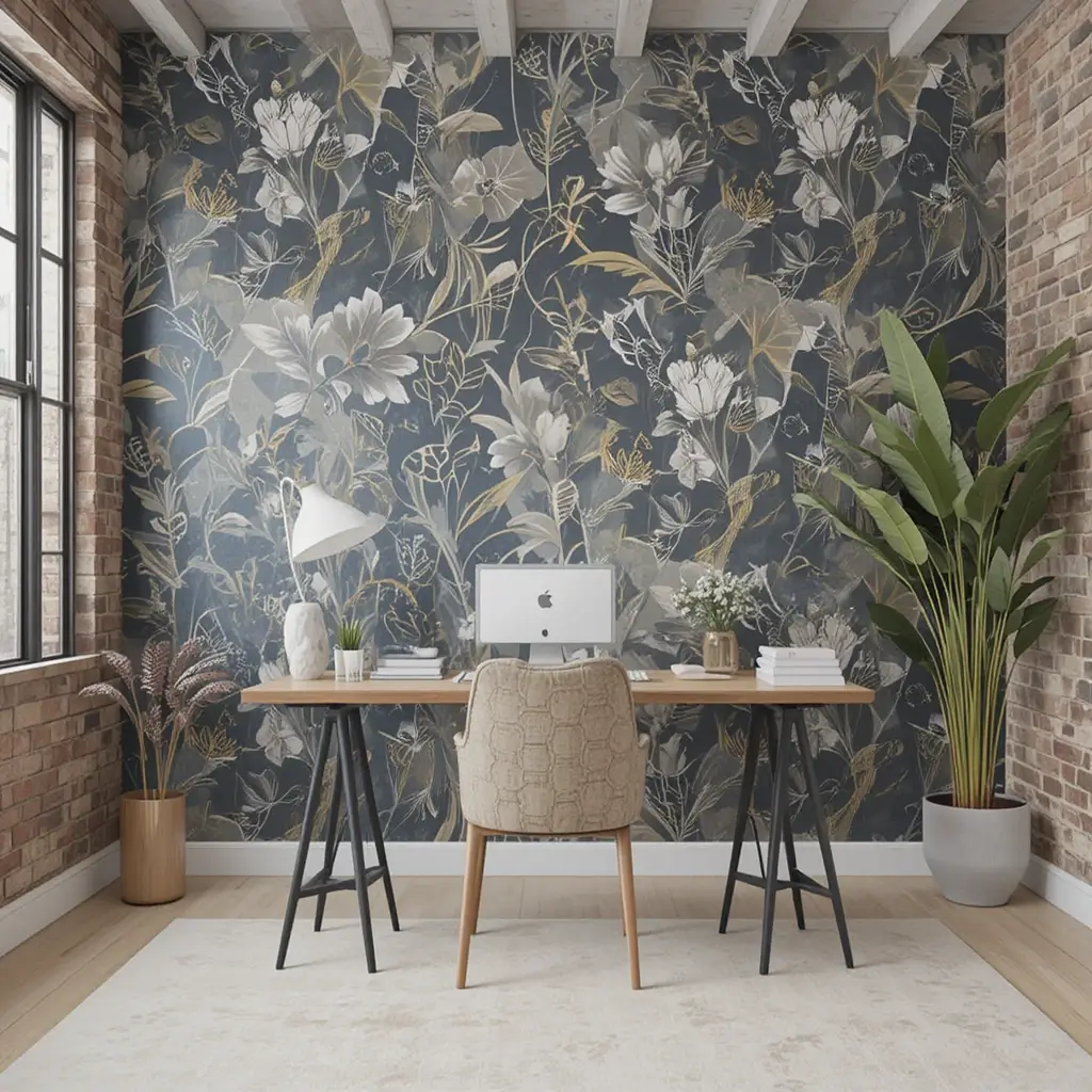 Accent Wall with Moody Wallpaper