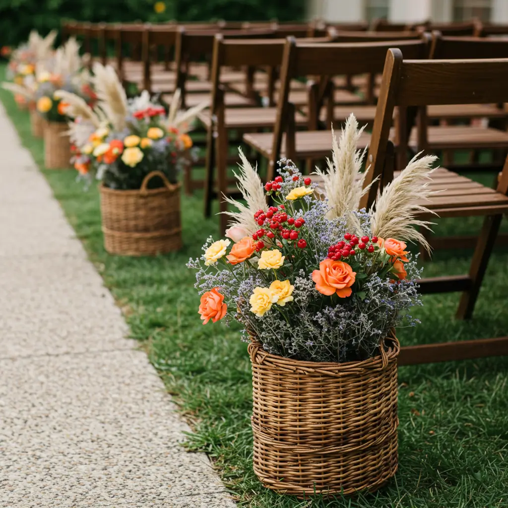 Aisle-Lining Wicker Baskets