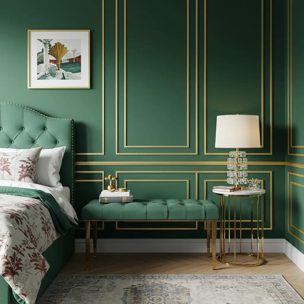 Art Deco Green with Gold Trim
