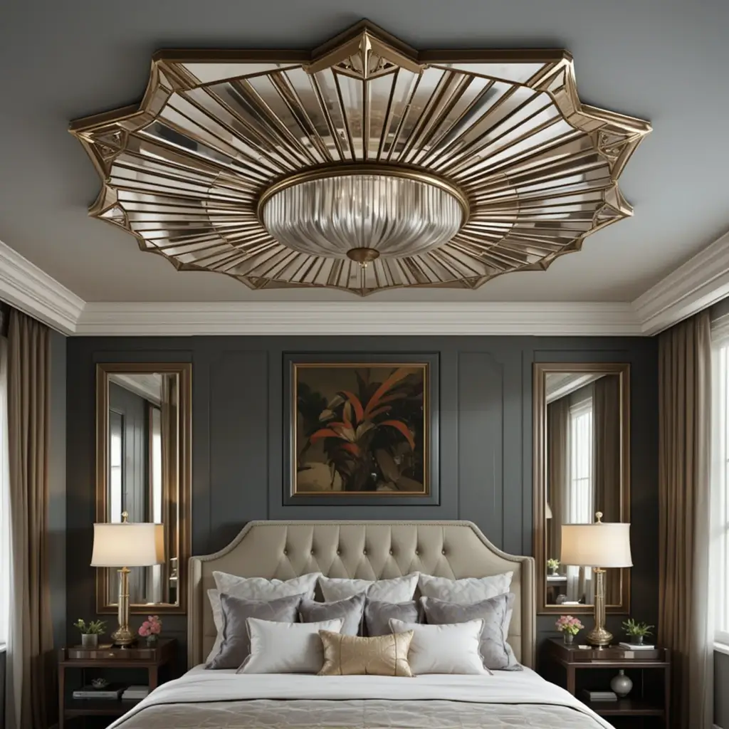 Art Deco Mirror Design Above Bed