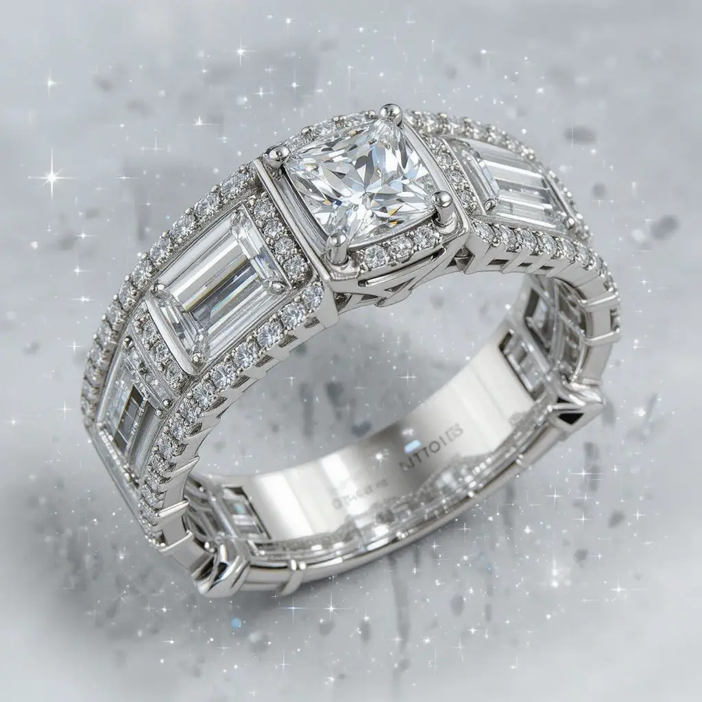 Baguette and Round Diamond Band