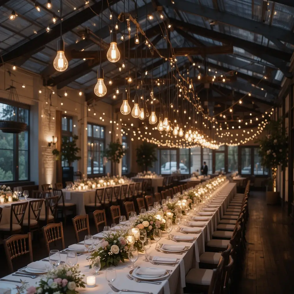 Bare Bulb String Lights Overhead