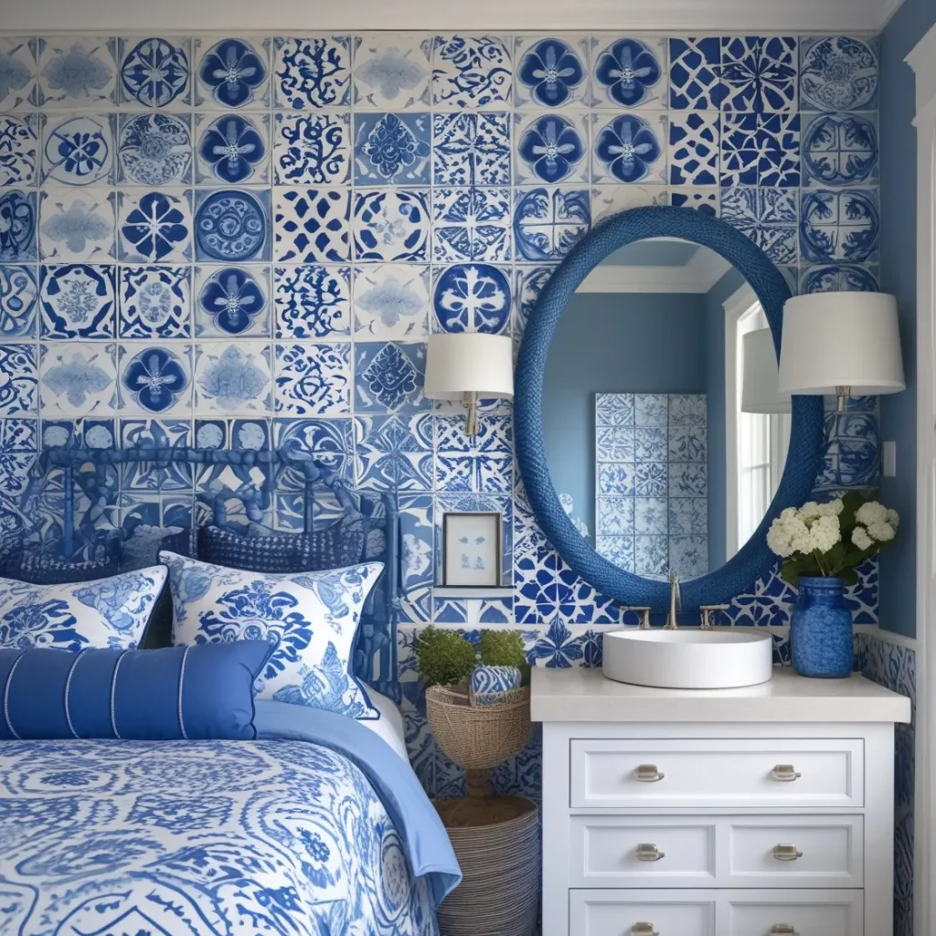 Blue and White Patterned Tiles