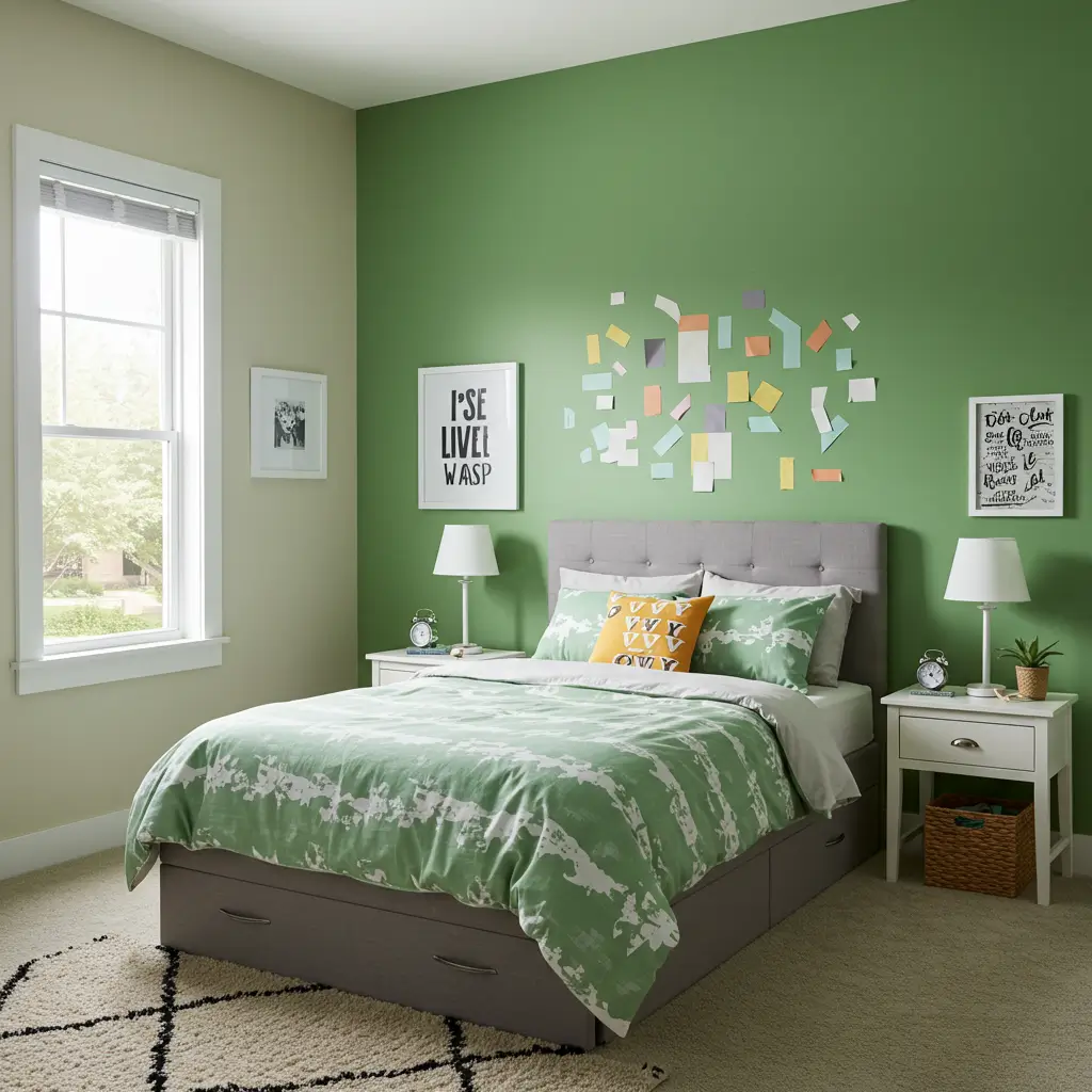 Bright Green Walls and DIY Wall Art