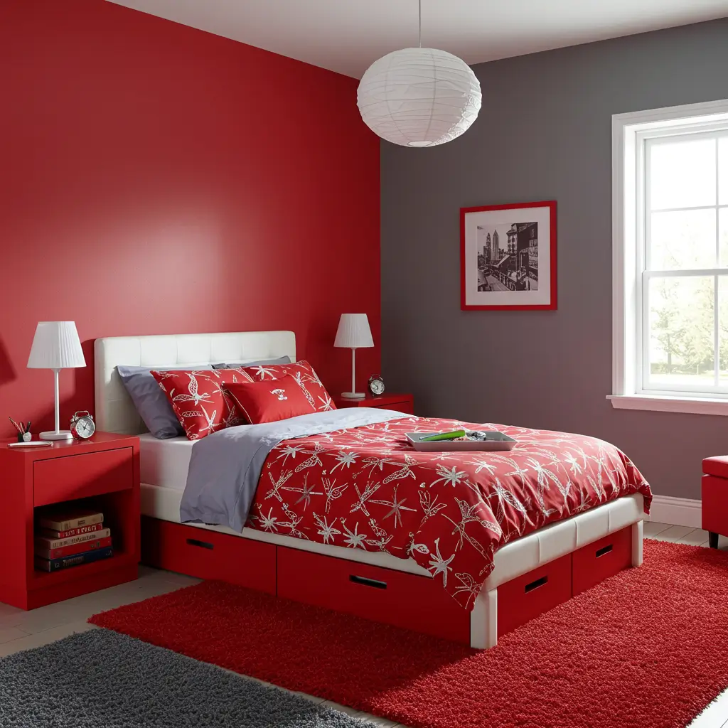 Bright Red and Cool Gray