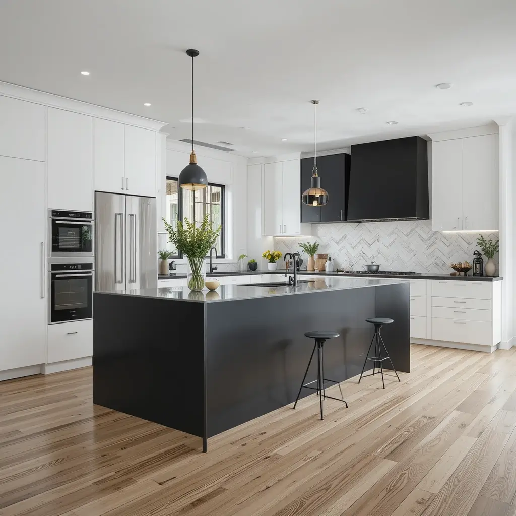 Bright White Walls and Black Island