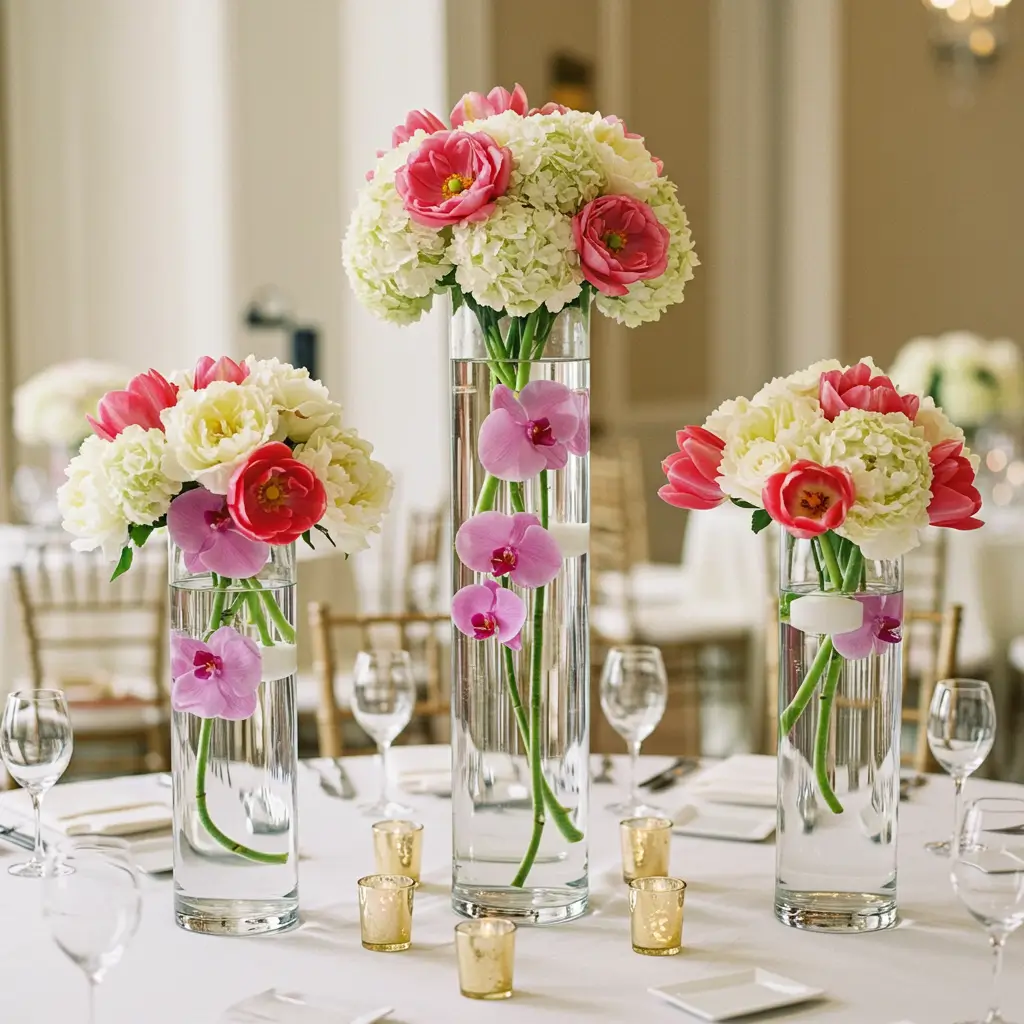 Bud Vase Trios with Soft Pastels