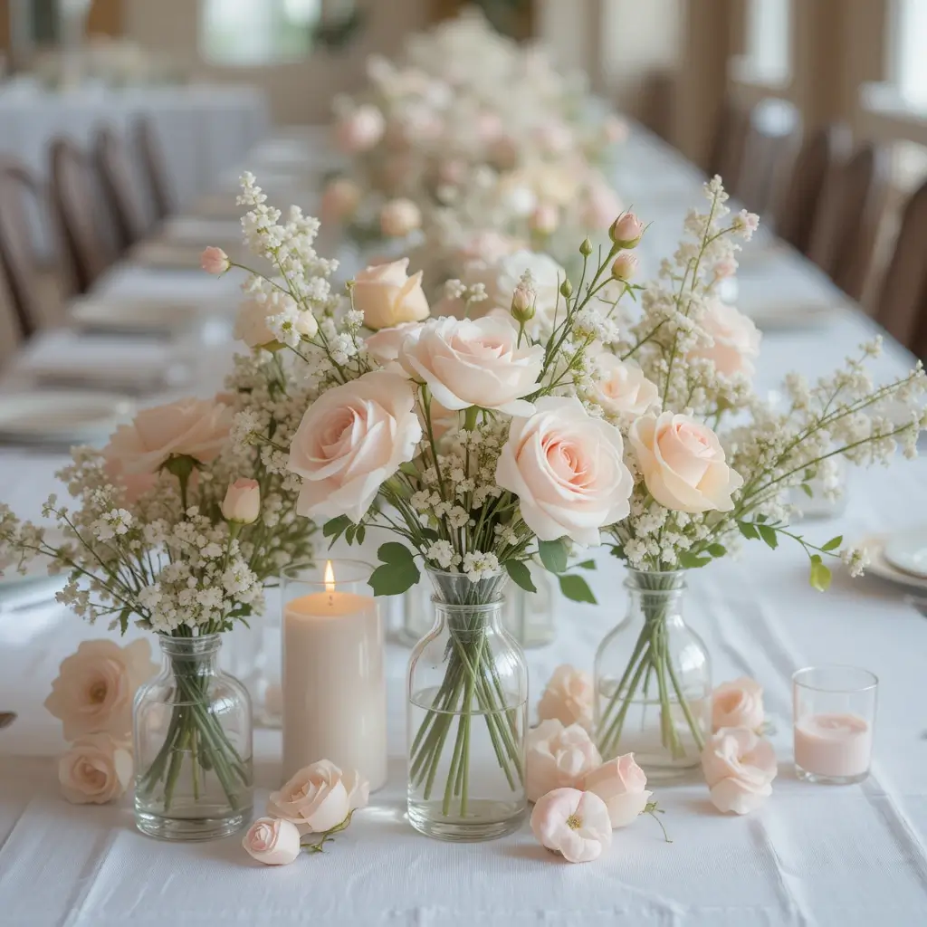 Bud Vases with Soft Pastel Florals