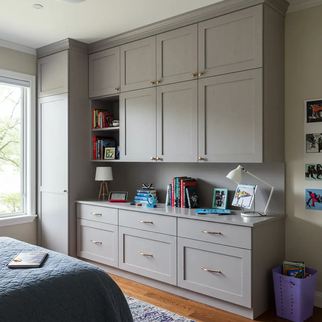 Built In Cupboards with Open Shelving