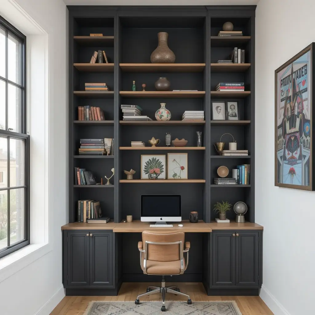 Built In Shelving with Ladder