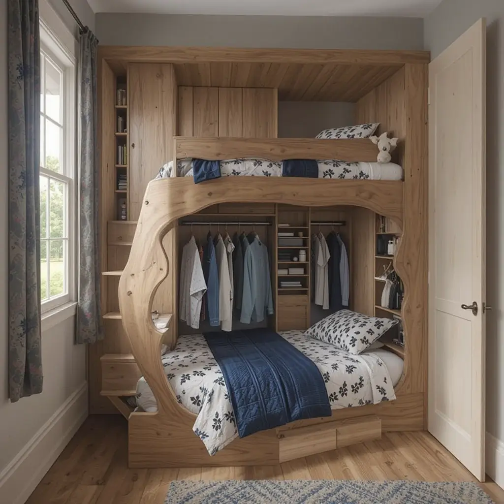 Bunk Bed with Built-In Closet Space