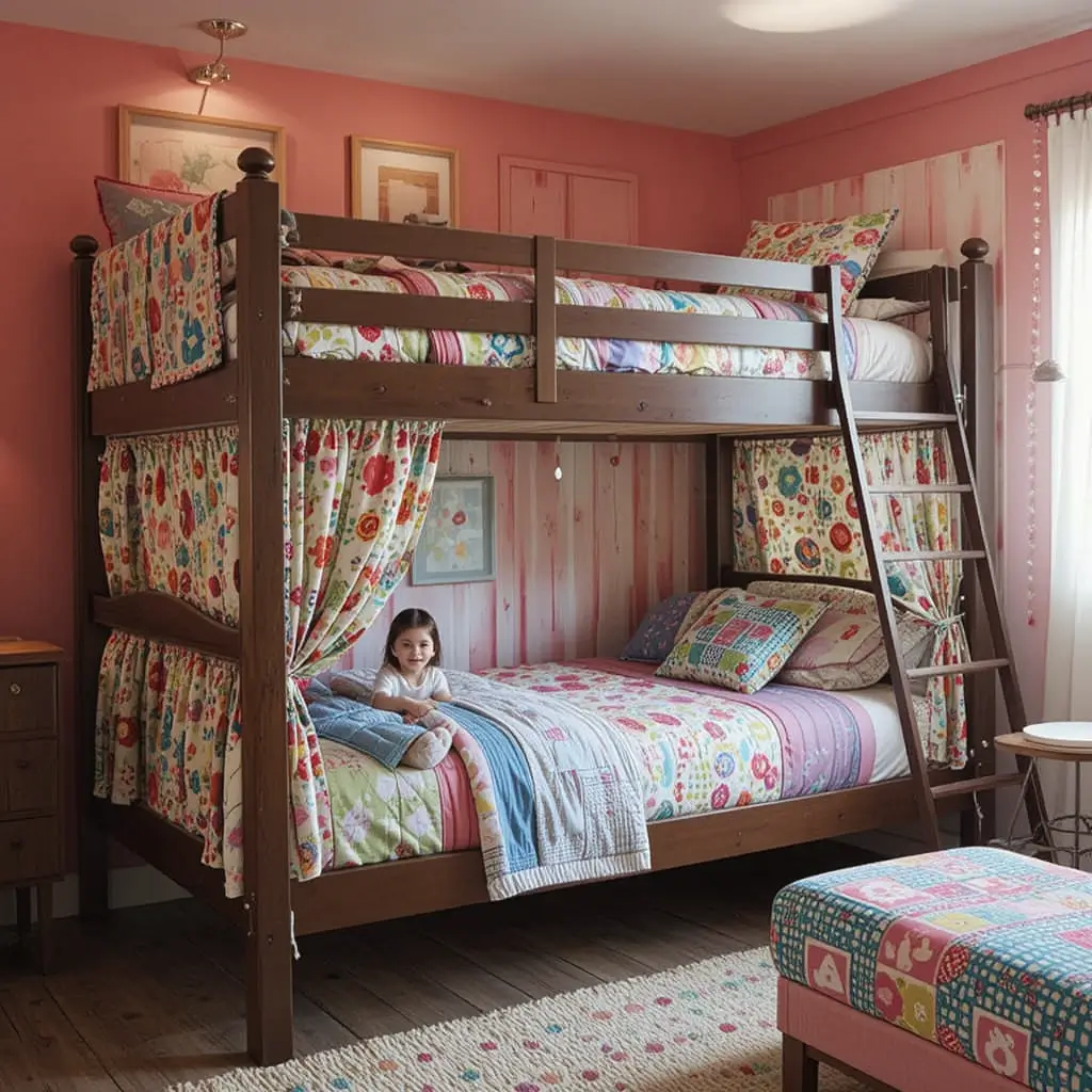 Bunk Bed with Hanging Curtains for Privacy