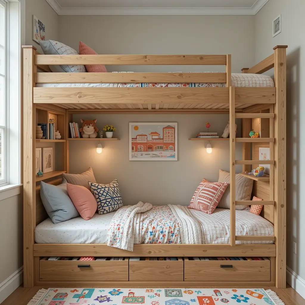 Bunk Bed with Integrated Play Area Below